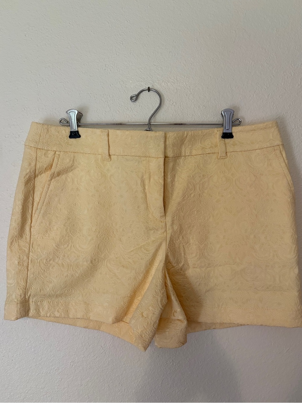 LOFT Pale Yellow Jacquard Bermuda Shorts